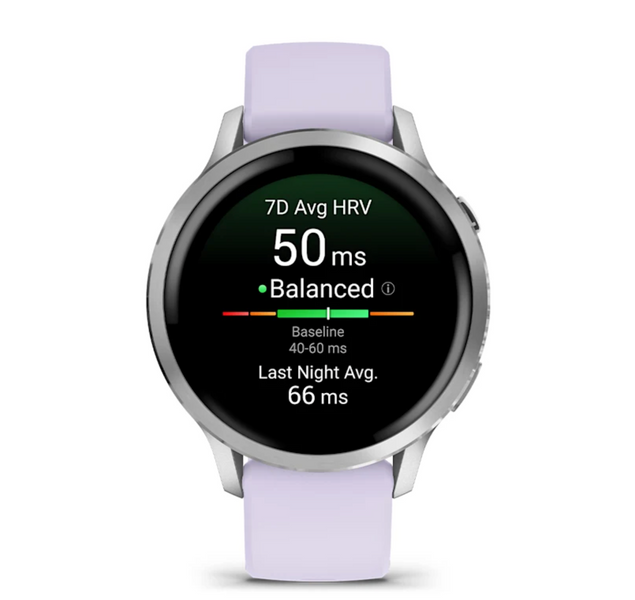 Garmin Venu 4 &ndash; 41 mm Silver with Periwinkle Silicone Band 010-03013-01 фото
