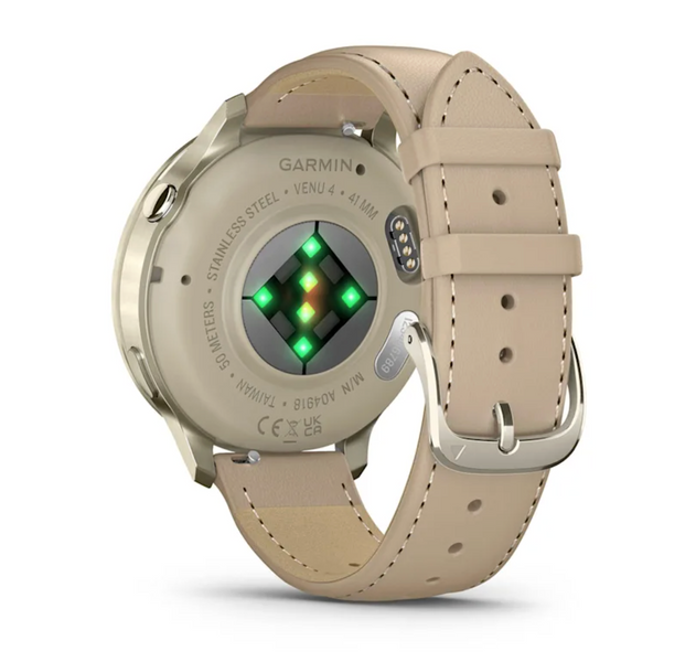 Garmin Venu 4 - 41 mm Lunar Gold with Bone Silicone Band and Light Sand Leather Band 010-03013-03 фото