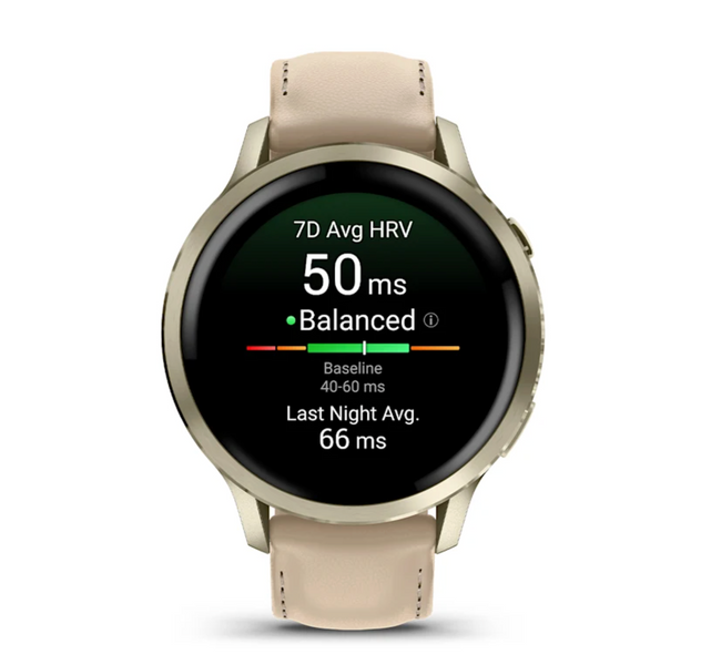 Garmin Venu 4 - 41 mm Lunar Gold with Bone Silicone Band and Light Sand Leather Band 010-03013-03 фото
