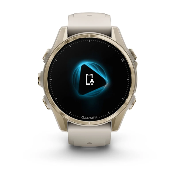 Garmin Fenix 8 &ndash; 43 mm AMOLED Sapphire Soft Gold with Fog Gray/Dark Sandstone Silicone Band 010-02903-10 фото