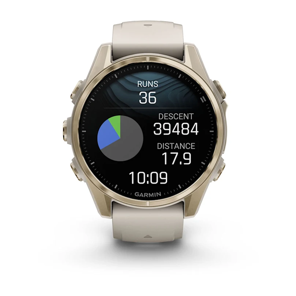 Garmin Fenix 8 &ndash; 43 mm AMOLED Sapphire Soft Gold with Fog Gray/Dark Sandstone Silicone Band 010-02903-10 фото