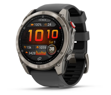 Garmin Fenix 8 Pro &ndash; 51 mm, AMOLED Sapphire, Titanium with Graphite/black silicone band 010-03199-11 фото