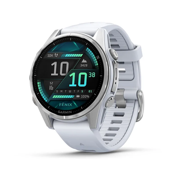 Garmin Fenix 8 &ndash; 43 mm AMOLED Silver with Whitestone Silicone Band 010-02903-00 фото