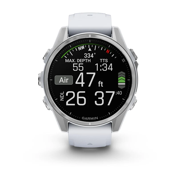 Garmin Fenix 8 &ndash; 43 mm AMOLED Silver with Whitestone Silicone Band 010-02903-00 фото