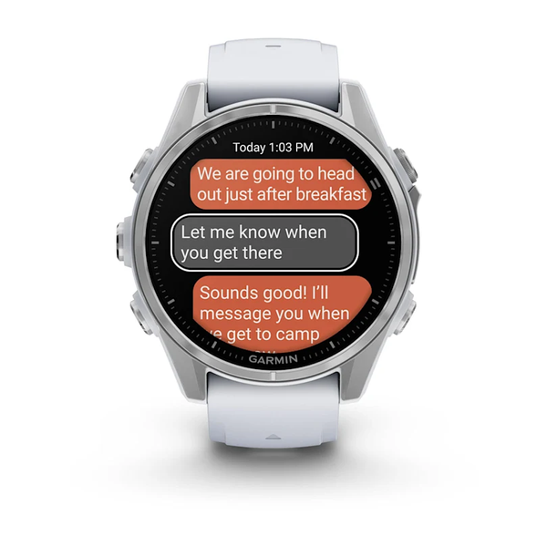 Garmin Fenix 8 &ndash; 43 mm AMOLED Silver with Whitestone Silicone Band 010-02903-00 фото