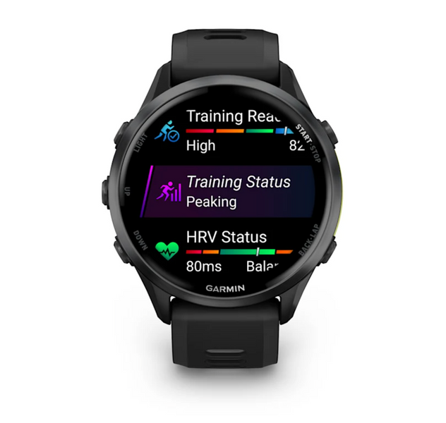 Garmin Forerunner 970 Carbon Grey DLC Titanium with Black Case and Black/Translucent Whitestone Band 010-02969-00 фото