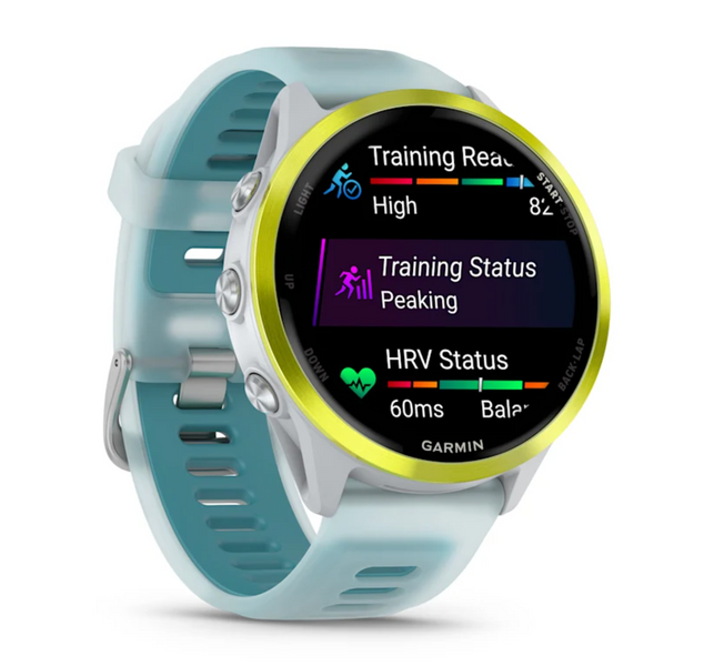 Garmin Forerunner 570 - 47mm Amp Yellow Aluminum with Translucent Whitestone/Turquoise Band 010-02971-01 фото
