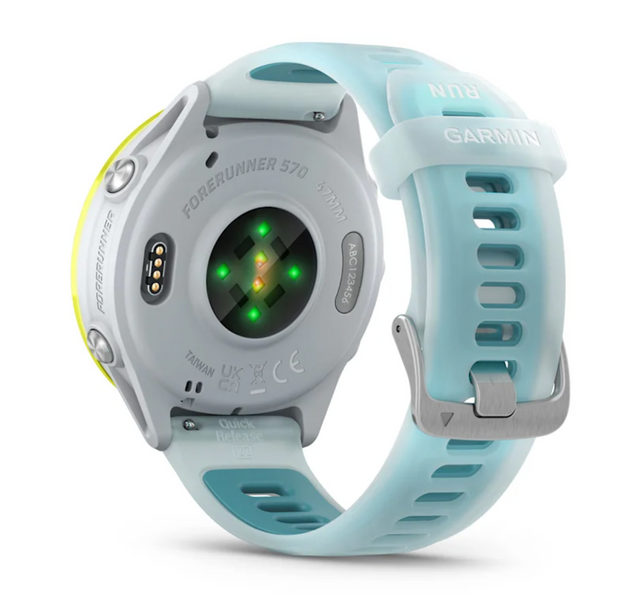 Garmin Forerunner 570 - 47mm Amp Yellow Aluminum with Translucent Whitestone/Turquoise Band 010-02971-01 фото