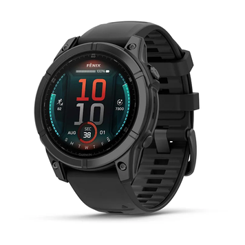 Garmin Fenix E &ndash; 47 mm AMOLED Slate Gray Steel with Black Silicone Band 010-03025-03 фото