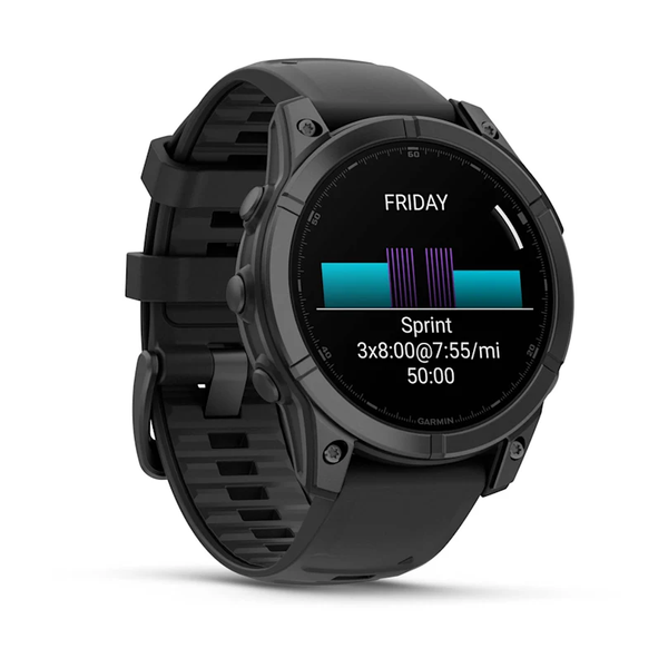 Garmin Fenix E &ndash; 47 mm AMOLED Slate Gray Steel with Black Silicone Band 010-03025-03 фото