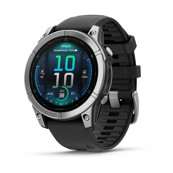 Garmin Fenix E &ndash; 47 mm AMOLED Stainless Steel with Black Silicone Band 010-03025-02 фото