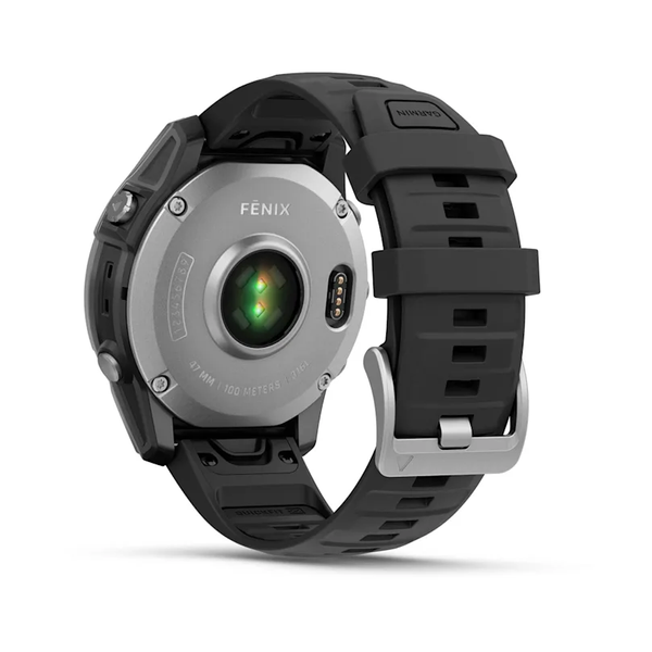 Garmin Fenix E &ndash; 47 mm AMOLED Stainless Steel with Black Silicone Band 010-03025-02 фото