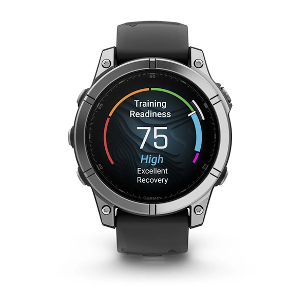 Garmin Fenix E &ndash; 47 mm AMOLED Stainless Steel with Black Silicone Band 010-03025-02 фото