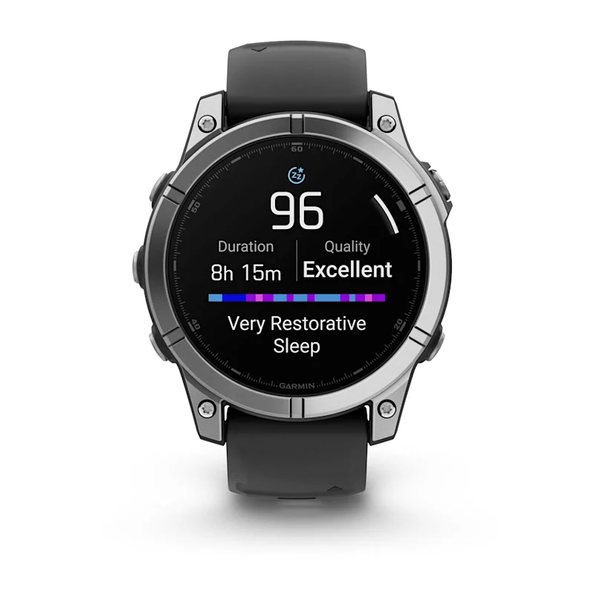 Garmin Fenix E &ndash; 47 mm AMOLED Stainless Steel with Black Silicone Band 010-03025-02 фото