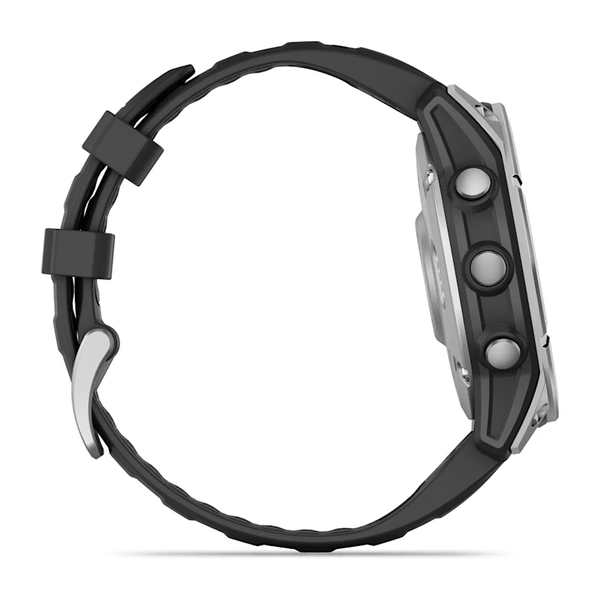 Garmin Fenix E &ndash; 47 mm AMOLED Stainless Steel with Black Silicone Band 010-03025-02 фото