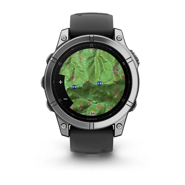 Garmin Fenix E &ndash; 47 mm AMOLED Stainless Steel with Black Silicone Band 010-03025-02 фото