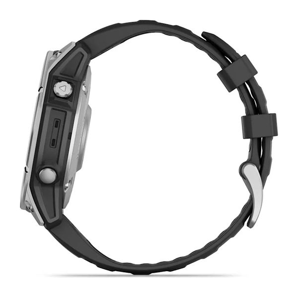 Garmin Fenix E &ndash; 47 mm AMOLED Stainless Steel with Black Silicone Band 010-03025-02 фото