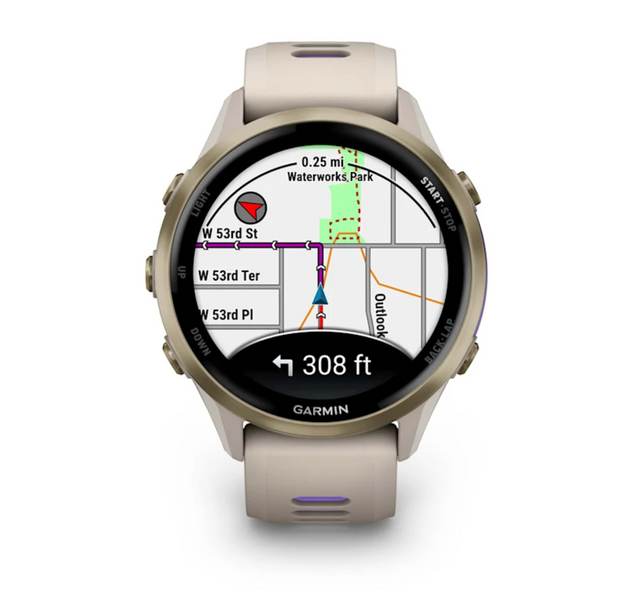 Garmin Forerunner 970 Soft Gold Titanium with French Gray Case and French Gray/Translucent Indigo Band 010-02969-02 фото