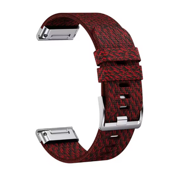 Жакардовий ремінець QuickFit 22 mm - Red Black/Silver 21043536 фото