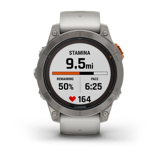 Garmin Fenix 7 Pro &ndash; Sapphire Solar Edition Titanium with Fog Gray/Ember Orange Band 010-02777-20 фото