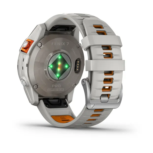 Garmin Fenix 7 Pro &ndash; Sapphire Solar Edition Titanium with Fog Gray/Ember Orange Band 010-02777-20 фото