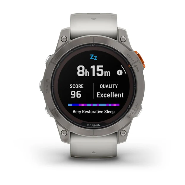 Garmin Fenix 7 Pro &ndash; Sapphire Solar Edition Titanium with Fog Gray/Ember Orange Band 010-02777-20 фото