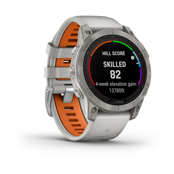 Garmin Fenix 7 Pro &ndash; Sapphire Solar Edition Titanium with Fog Gray/Ember Orange Band 010-02777-20 фото