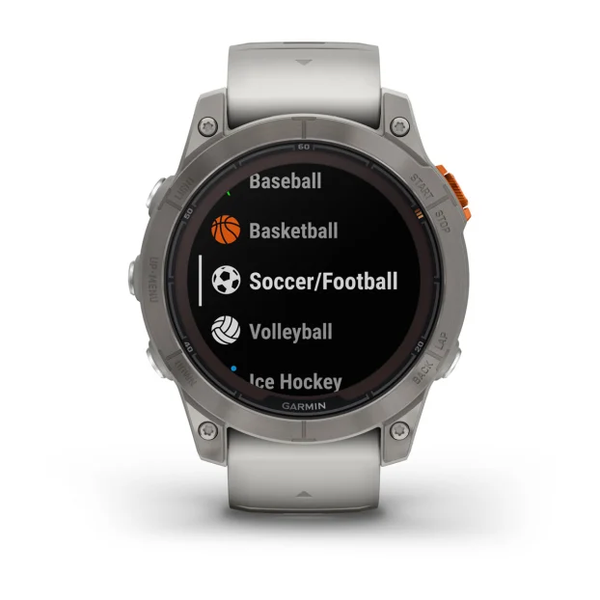 Garmin Fenix 7 Pro &ndash; Sapphire Solar Edition Titanium with Fog Gray/Ember Orange Band 010-02777-20 фото