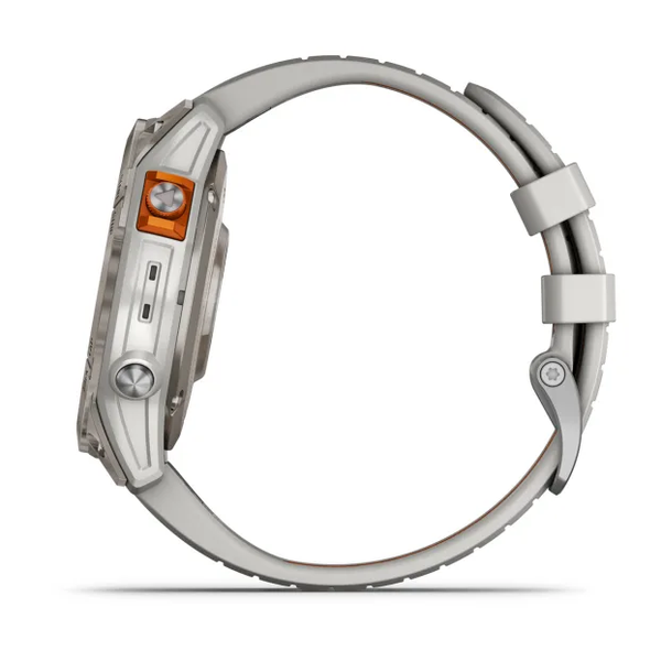 Garmin Fenix 7 Pro &ndash; Sapphire Solar Edition Titanium with Fog Gray/Ember Orange Band 010-02777-20 фото