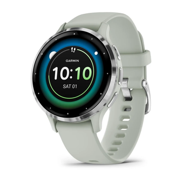 Garmin Venu 3S Silver Stainless Steel Bezel with Sage Gray Case and Silicone Band 010-02785-01 фото