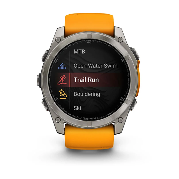 Garmin Fenix 8 &ndash; 51 mm AMOLED Sapphire Titanium with Spark Orange 010-02905-10 фото