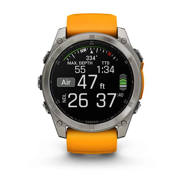Garmin Fenix 8 &ndash; 51 mm AMOLED Sapphire Titanium with Spark Orange 010-02905-10 фото