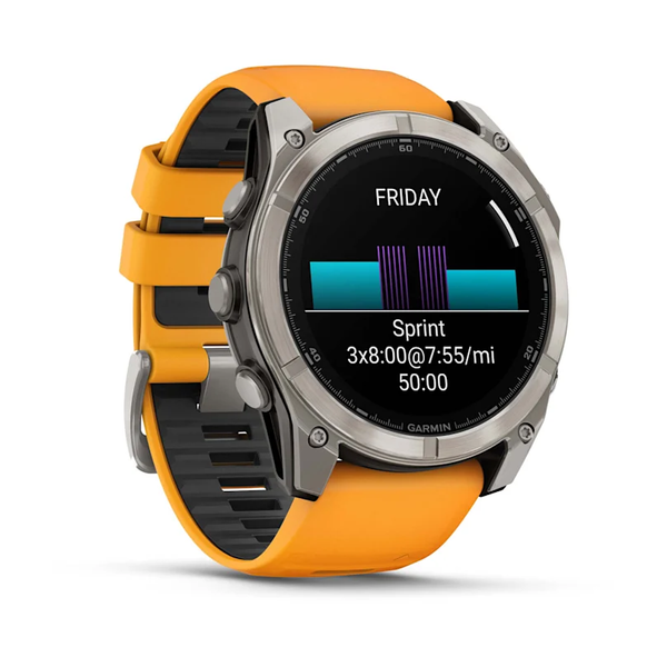 Garmin Fenix 8 &ndash; 51 mm AMOLED Sapphire Titanium with Spark Orange 010-02905-10 фото