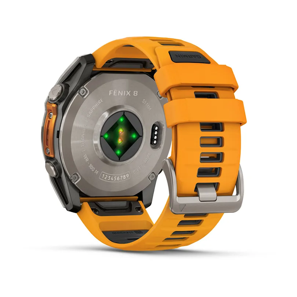 Garmin Fenix 8 &ndash; 51 mm AMOLED Sapphire Titanium with Spark Orange 010-02905-10 фото
