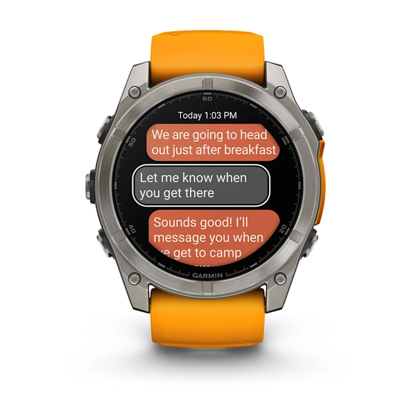 Garmin Fenix 8 &ndash; 51 mm AMOLED Sapphire Titanium with Spark Orange 010-02905-10 фото