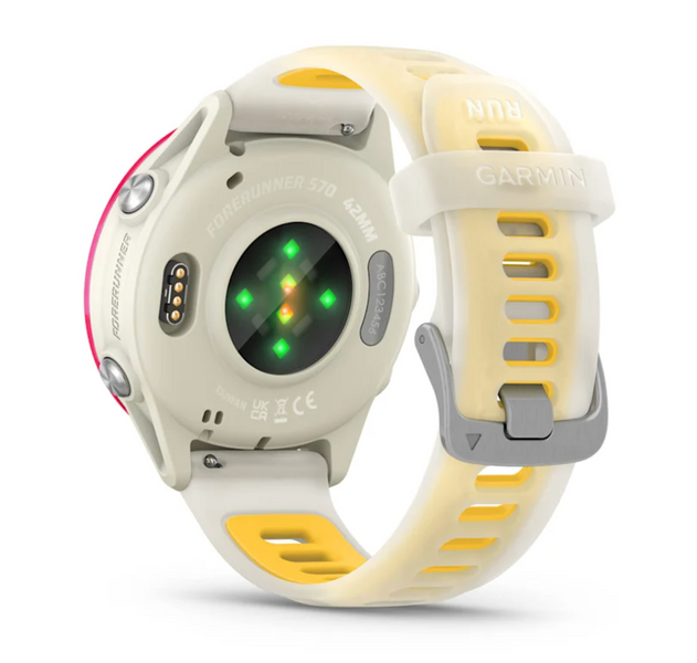 Garmin Forerunner 570 - 42mm Raspberry Aluminum with Translucent Bone/Mango Band 010-02970-02 фото