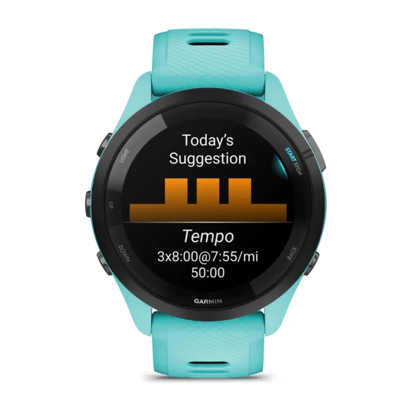 Garmin Forerunner 265 Black Bezel with Aqua Case and Aqua/Black Silicone Band 010-02810-02 фото