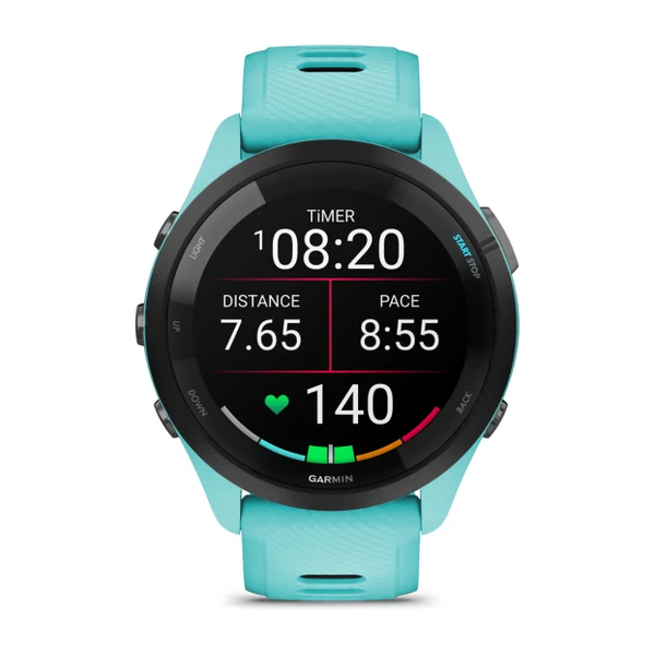 Garmin Forerunner 265 Black Bezel with Aqua Case and Aqua/Black Silicone Band 010-02810-02 фото