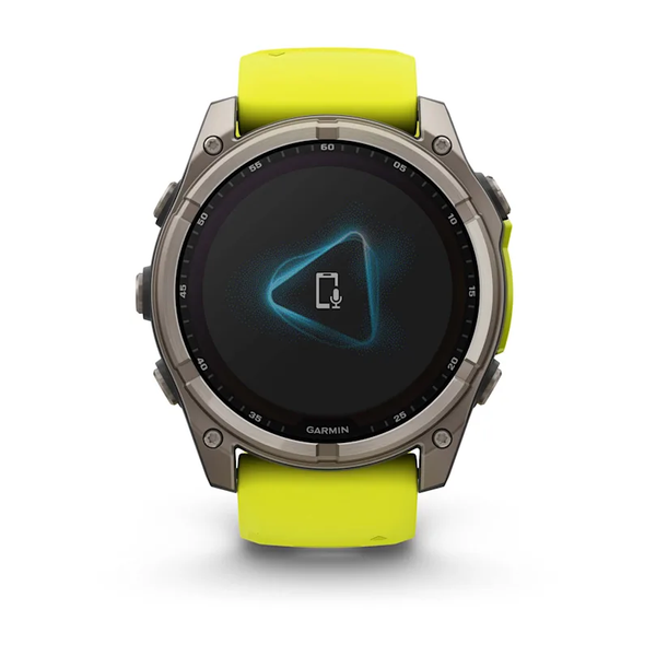 Garmin Fenix 8 &ndash; 51 mm Solar Sapphire Titanium with Amp Yellow/Graphite Silicone Band 010-02907-20 фото
