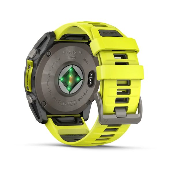 Garmin Fenix 8 &ndash; 51 mm Solar Sapphire Titanium with Amp Yellow/Graphite Silicone Band 010-02907-20 фото