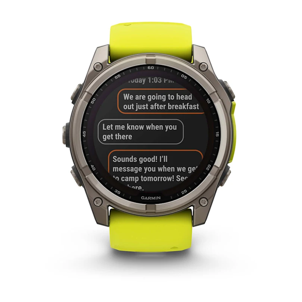 Garmin Fenix 8 &ndash; 51 mm Solar Sapphire Titanium with Amp Yellow/Graphite Silicone Band 010-02907-20 фото