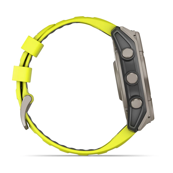 Garmin Fenix 8 &ndash; 51 mm Solar Sapphire Titanium with Amp Yellow/Graphite Silicone Band 010-02907-20 фото