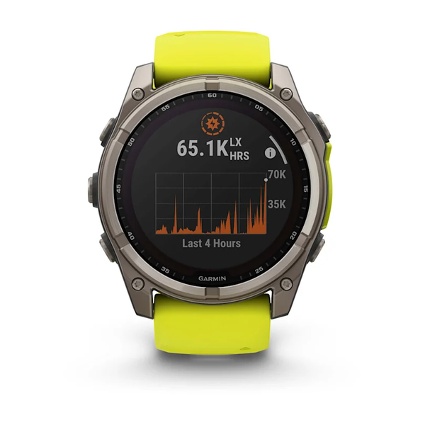 Garmin Fenix 8 &ndash; 51 mm Solar Sapphire Titanium with Amp Yellow/Graphite Silicone Band 010-02907-20 фото