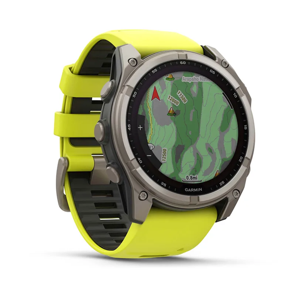 Garmin Fenix 8 &ndash; 51 mm Solar Sapphire Titanium with Amp Yellow/Graphite Silicone Band 010-02907-20 фото