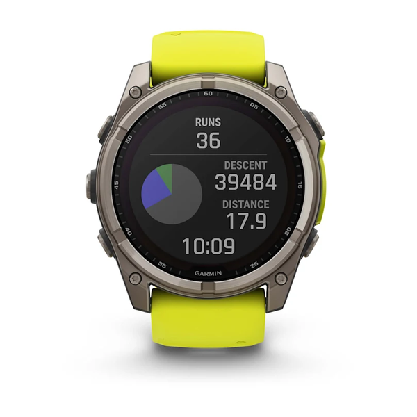 Garmin Fenix 8 &ndash; 51 mm Solar Sapphire Titanium with Amp Yellow/Graphite Silicone Band 010-02907-20 фото
