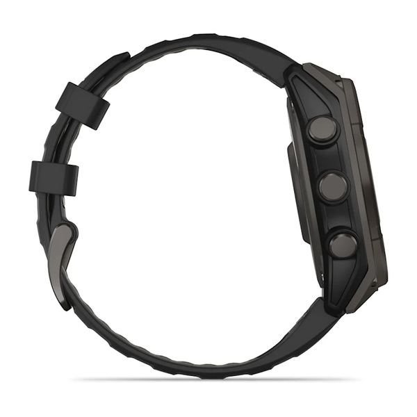 Garmin Fenix 8 &ndash; 47 mm Solar Sapphire Carbon Gray DLC Titanium with Black/Pebble Gray Silicone Band 010-02906-10 фото
