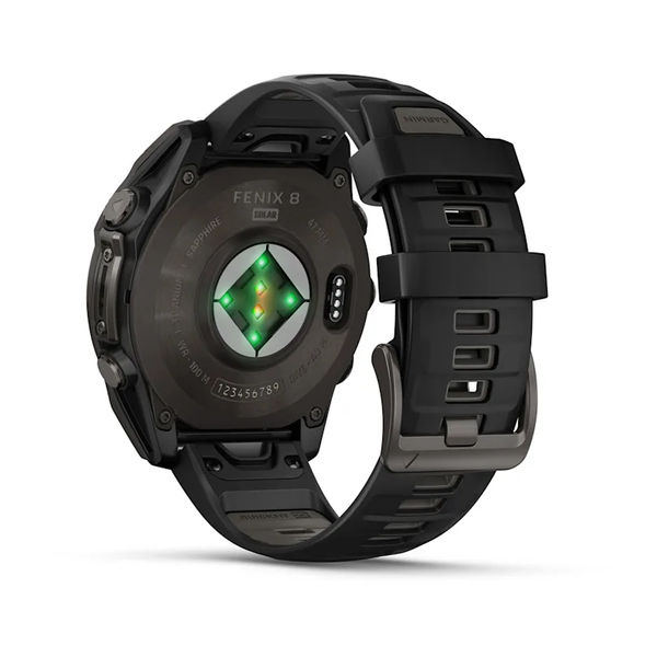 Garmin Fenix 8 &ndash; 47 mm Solar Sapphire Carbon Gray DLC Titanium with Black/Pebble Gray Silicone Band 010-02906-10 фото