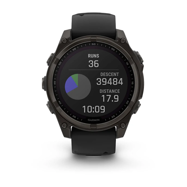 Garmin Fenix 8 &ndash; 47 mm Solar Sapphire Carbon Gray DLC Titanium with Black/Pebble Gray Silicone Band 010-02906-10 фото