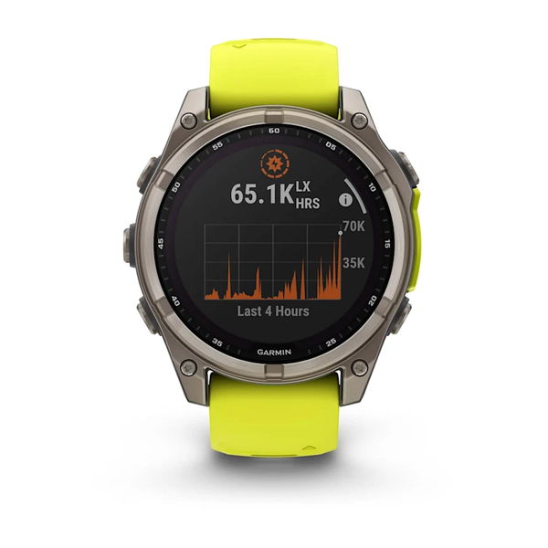 Garmin Fenix 8 &ndash; 47 mm Solar Sapphire Titanium with Amp Yellow/Graphite Silicone Band 010-02906-20 фото