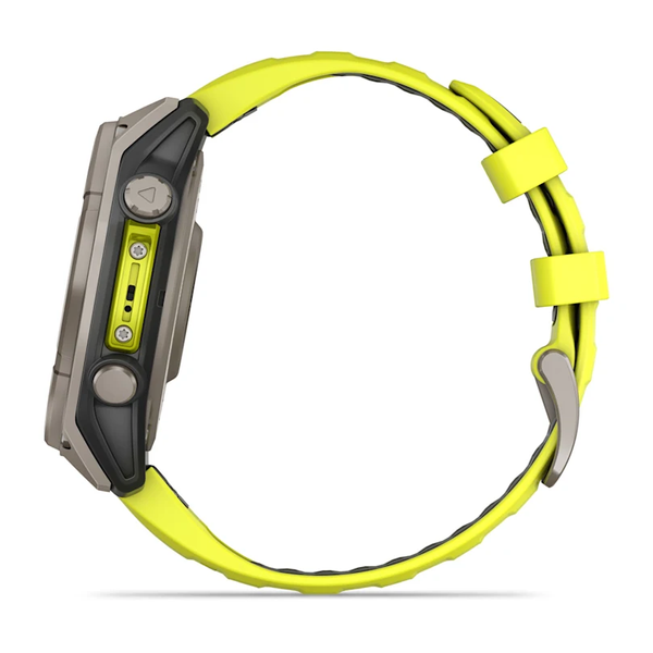 Garmin Fenix 8 &ndash; 47 mm Solar Sapphire Titanium with Amp Yellow/Graphite Silicone Band 010-02906-20 фото